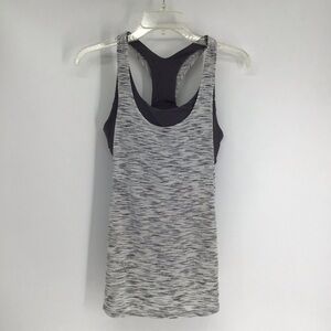 Lululemon On Track Tank Tiger Space Dye Grey/White Built In Bra Athletic